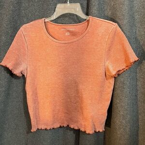 American Eagle Outfitters Women's Rust Ribbed Crop Top